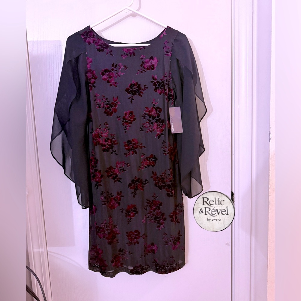 Donna Ricco New York Floral Velvet Overlay Dress - Size 4 (NWT)